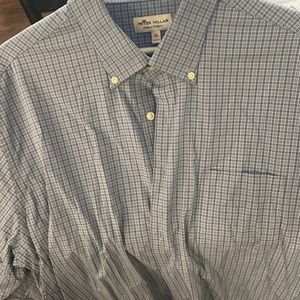 Peter Millar Summer Comfort Long Sleeve Button Down Blue Check